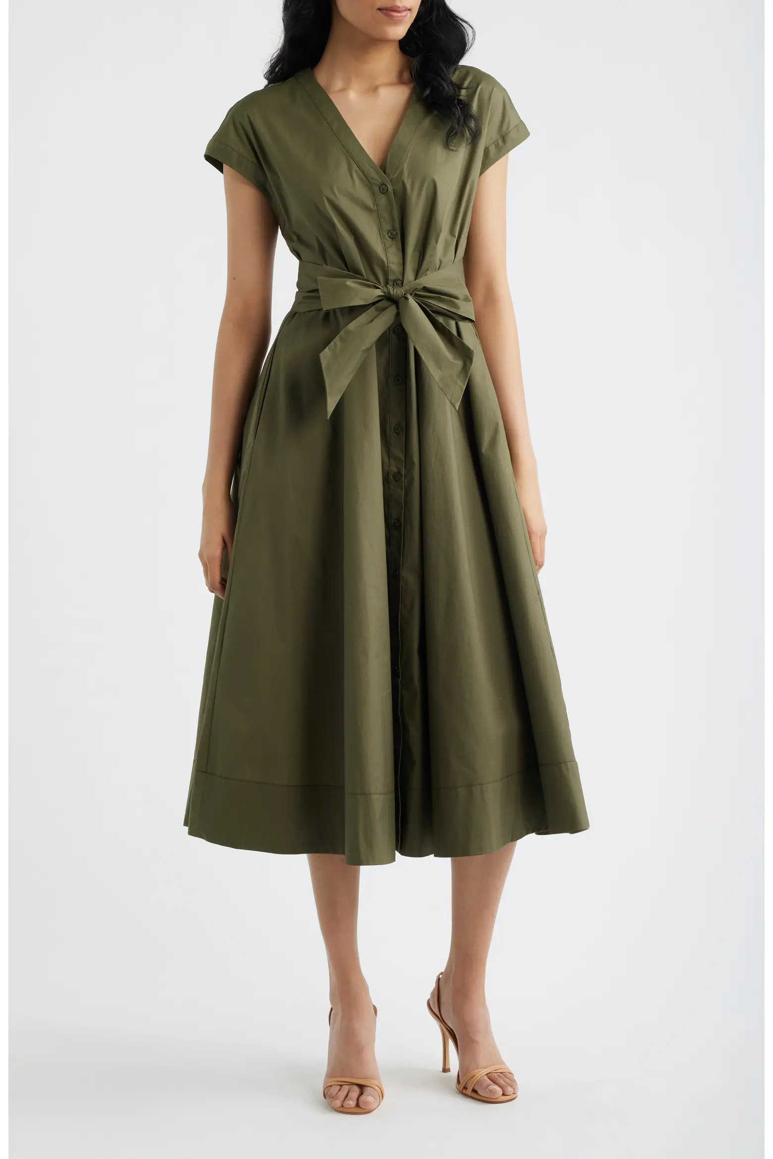 Halogen® Tie Front A-Line Dress (Women) | Nordstrom | Nordstrom