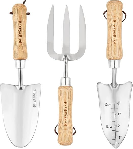 Berry&Bird Garden Tool Set- 3PCS Stainless Steel Gardening Tool Sets with Wooden Handle Trowel We... | Amazon (US)