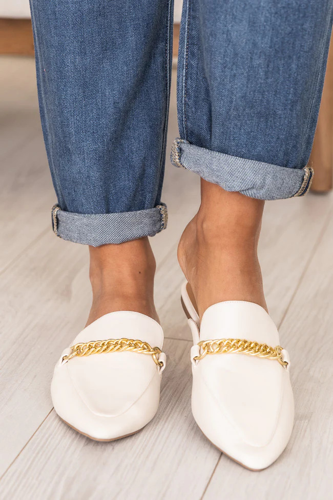 Millie Cream Leather Mules FINAL SALE | Pink Lily