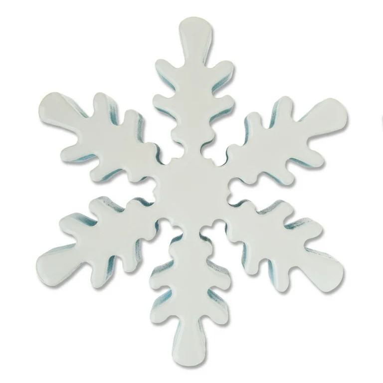 Wood Snowflake Christmas Tabletop Decoration, Blue and White, 6", by Holiday Time | Walmart (US)