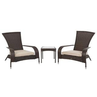 Patio Sense Coconino Mocha 3-Piece Resin Wicker Patio Conversation Set with Polyester Tan Cushion... | The Home Depot