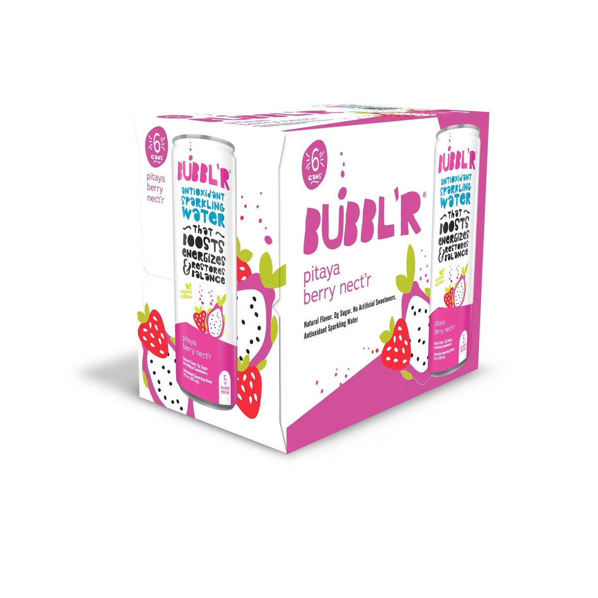 BUBBL'R Pitaya Berry Nect'r Antioxidant Sparkling Water - 6pk/12 fl oz Can | Target