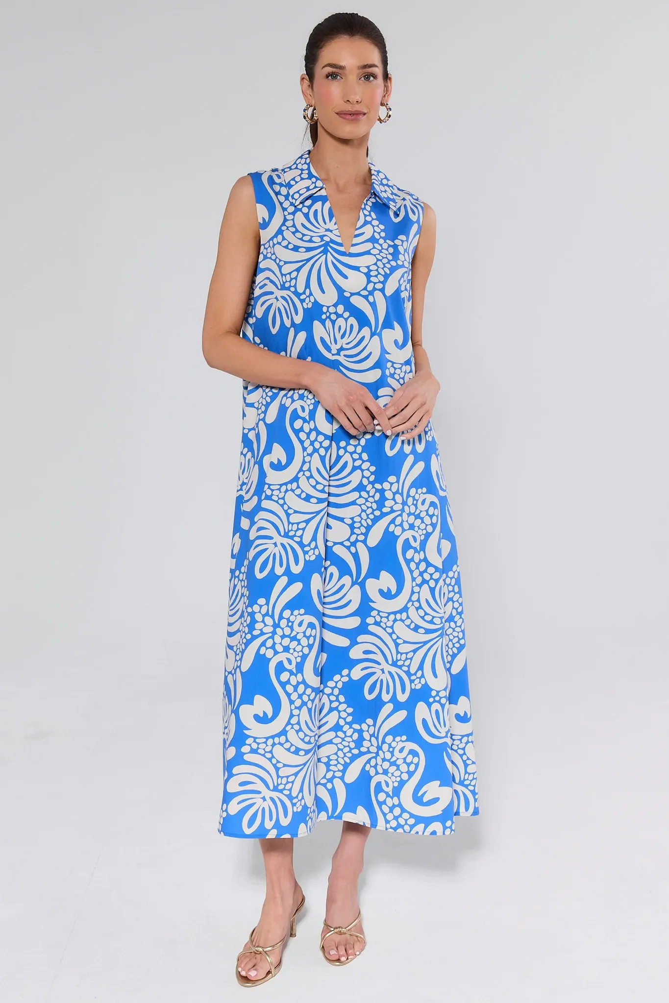 Heather Blue Printed Maxi Dress | Avara