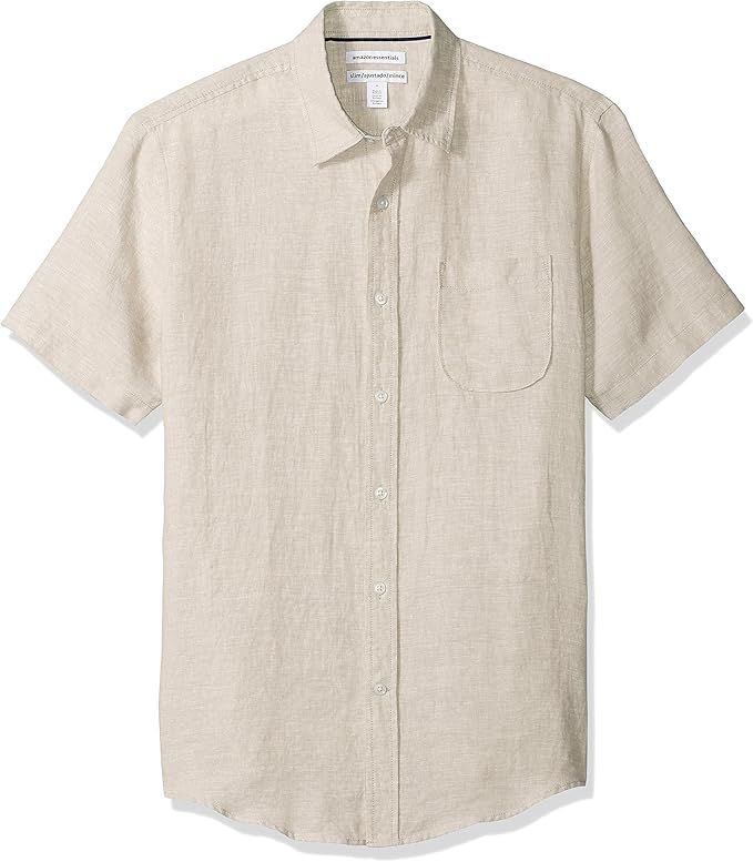 Amazon Essentials Men's Slim-Fit Short-Sleeve Linen Shirt | Amazon (US)