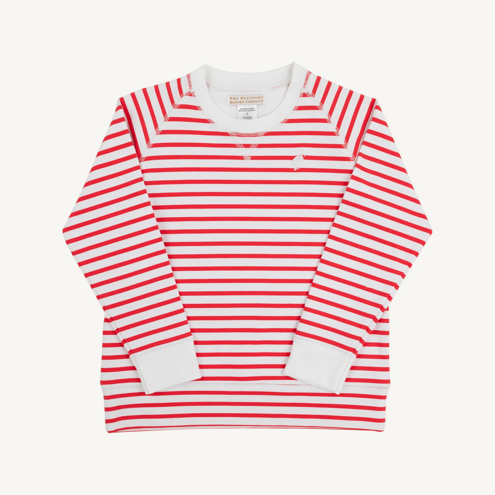 Cassidy Comfy Crewneck - Richmond Red Stripe with Worth Avenue White S | The Beaufort Bonnet Company