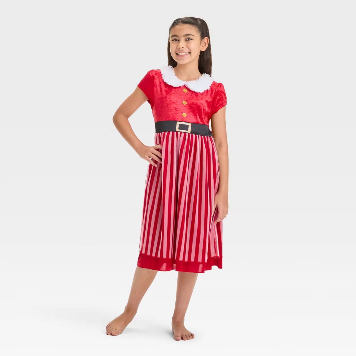 Girls' Mrs.Claus Dress-Up NightGown - Red | Target