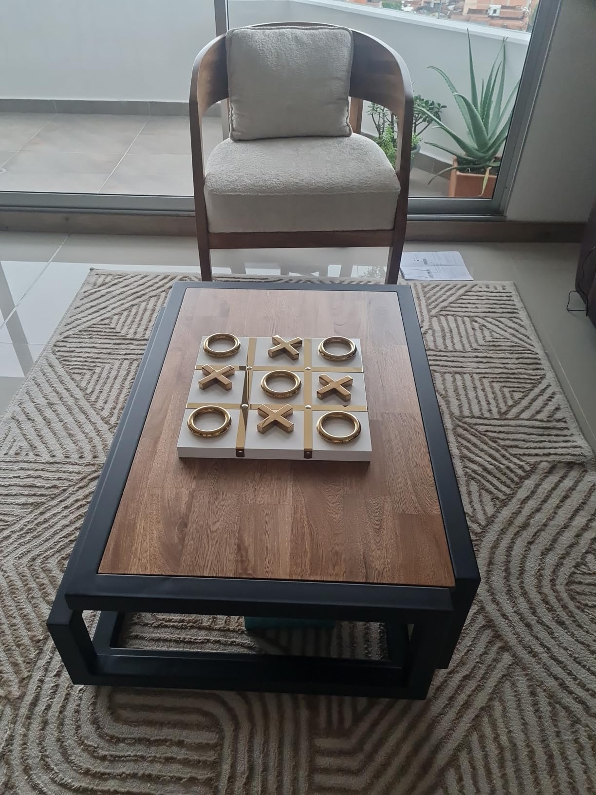 LuxLand Home Modern Tic Tac Toe for Home Decoration, Gold and White Hand Crafted with White Wood ... | Amazon (US)