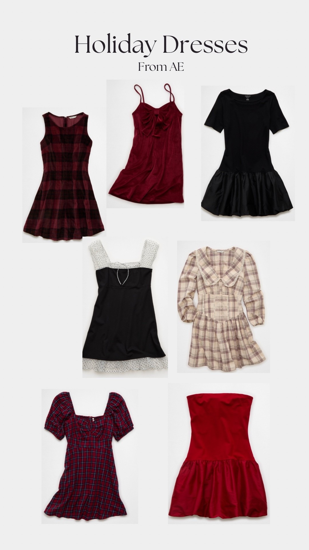 Holiday dresses from AE red maroon rhinestones bubble dress plaid mini dress Christmas dress 

#LTKFindsUnder100 #LTKHoliday #LTKSaleAlert