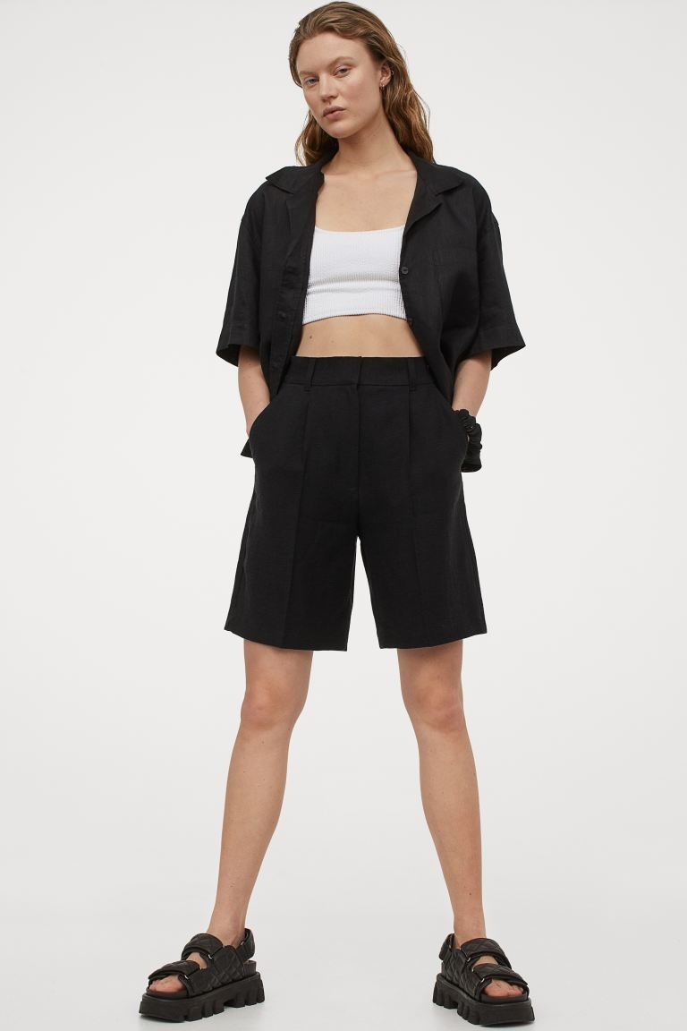 Linen-blend Bermuda Shorts | H&M (US + CA)