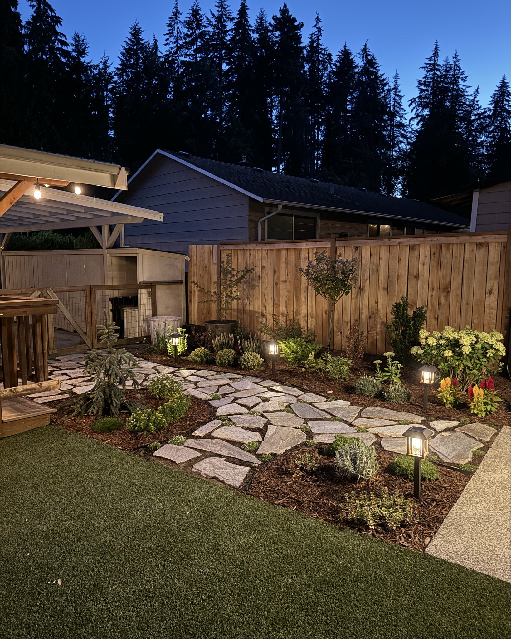 Our solar powered landscape lights at night!! They provide the perfect glow and ambience 🌟

#LTKSeasonal #LTKHome #LTKWatchNow