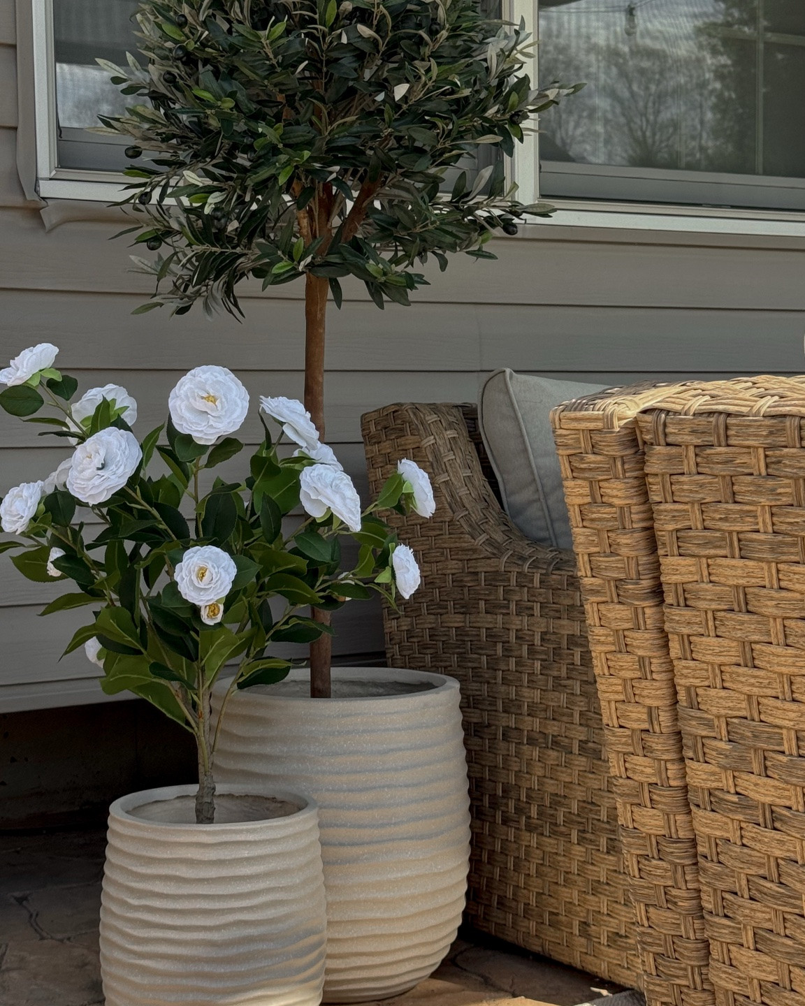 Outdoor plants, faux plants, outdoor tree, porch decor, patio decor, spring decor