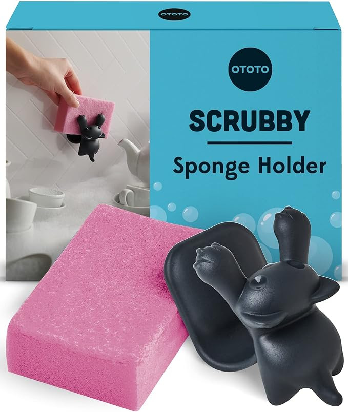 OTOTO Scrubby Cute Cat Sponge Holder for Kitchen Sink - Dishwasher Safe Dish Sponge Organizer- Co... | Amazon (US)