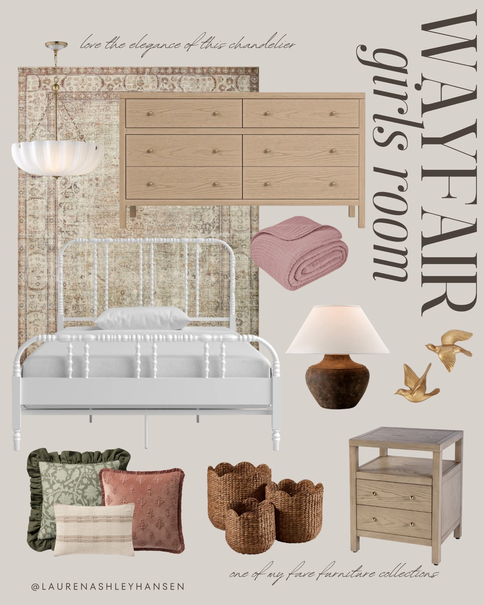 The cutest little girls bedroom inspiration all from Wayfair! Everything from furniture to lighting, textiles, and even decor. This space is one that will grow and age with her! 

#LTKKids #LTKHome