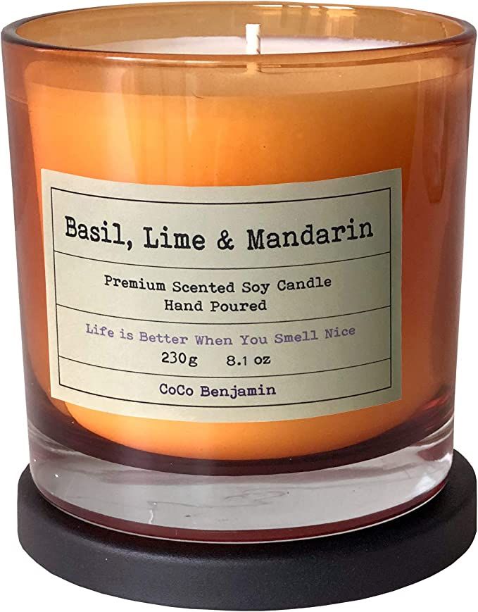 (Basil, Lime & Mandarin) 8.1 oz,100% Soy, Hand Poured Soy Candle, Highly Scented | Amazon (US)