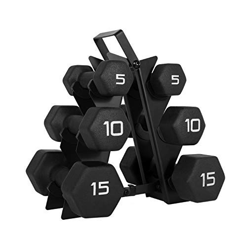 CAP Barbell 60 lb Neoprene Hex Dumbbell Weight Set with a Vertical A-Frame Rack - Black | Amazon (US)