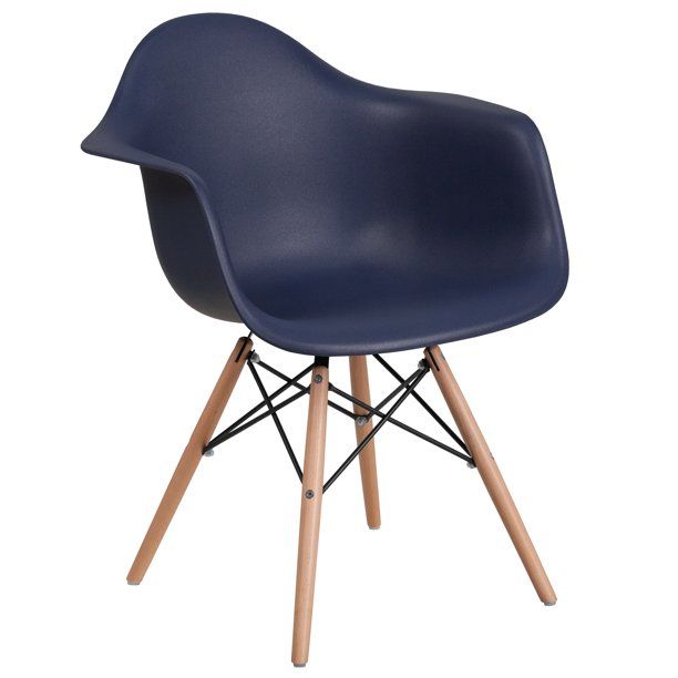 Flash Furniture Alonza Series Navy Plastic Chair with Wood Base | Walmart (US)