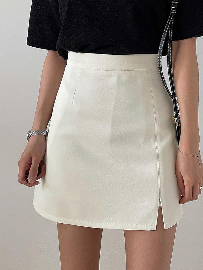 DIERAN Women's Summer Short Skirts High Waist Slit Hem Skirt Casual Mini Skirts | Amazon (US)