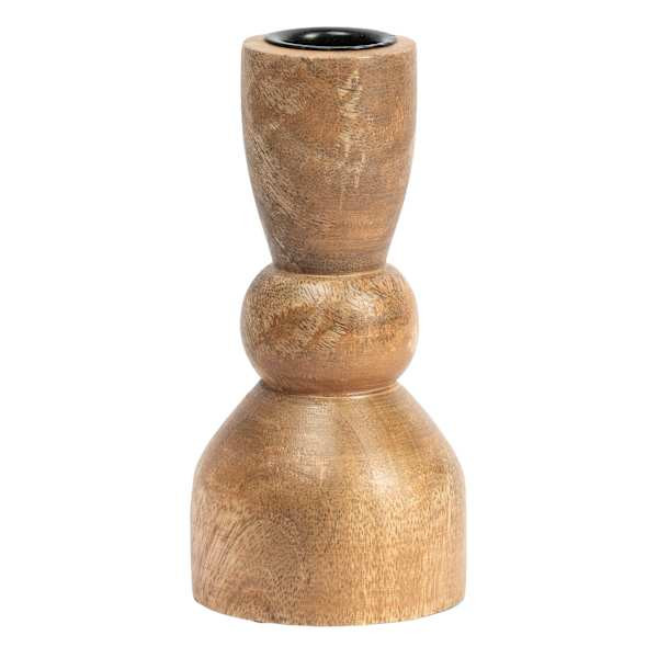 Natural Wooden Taper Candle Holder, 5" | At Home