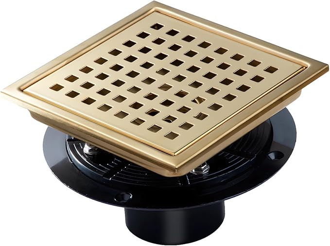 SaniteModar Shower Drain, 6 inch Shower Floor Square Drain with Flange, Removeable Grid Panel SUS... | Amazon (US)