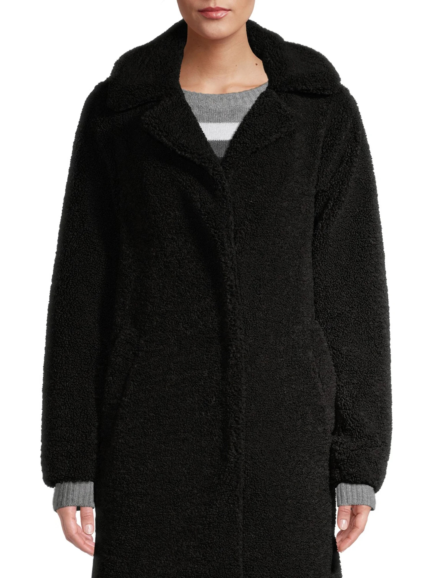 Time and Tru - Time and Tru Women's Long Teddy Bear Faux Sherpa Coat - Walmart.com | Walmart (US)
