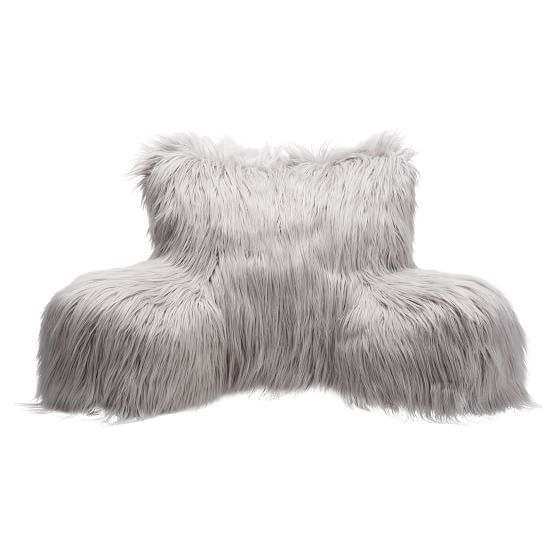 Himalayan Faux-Fur Lounge Around Pillow Cover, Himalayan Gray | Pottery Barn Teen