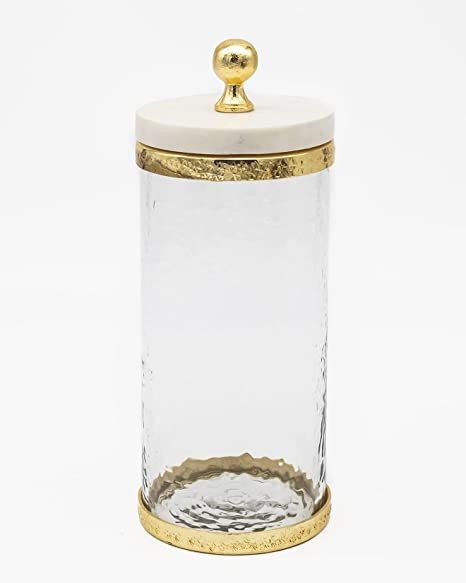 Godinger Canister Storage Container, Glass Storage Canister, Marble with Gold Band - 4x8 | Amazon (US)