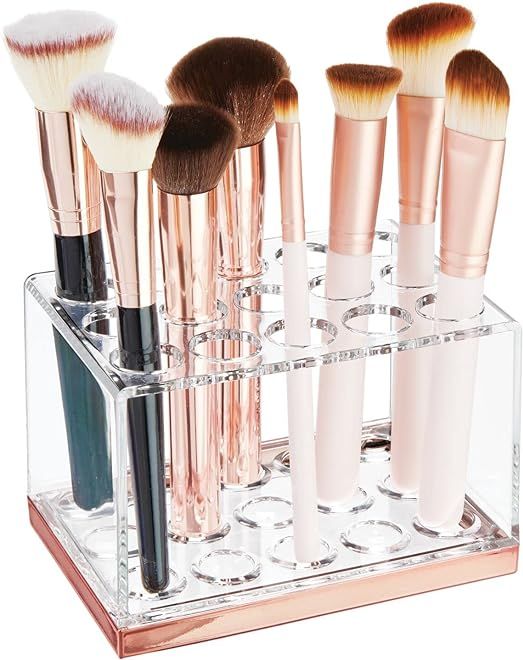 mDesign Plastic Makeup Brush Storage Organizer with 15 Slots for Bathroom Countertop, Vanity to Hold | Amazon (US)