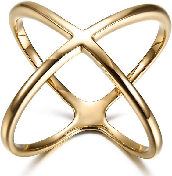 Golden George Women’s Ring Gold Plated X Criss Cross Ring Stylish Ring for Engagement Wedding B... | Amazon (US)