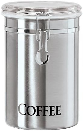 Oggi Stainless Steel Coffee Canister 62 fl oz - Airtight Clamp Lid, Clear See-Thru Top - Ideal fo... | Amazon (US)