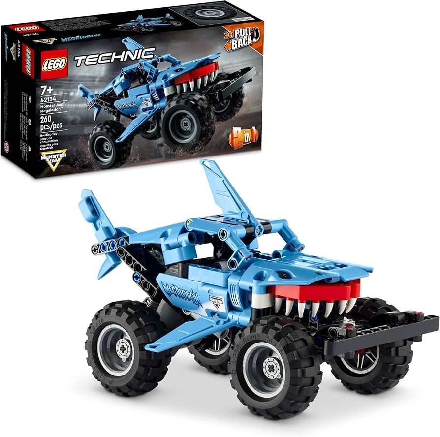 LEGO Technic Monster Jam Megalodon 42134 Set - 2 in 1 Pull Back Shark Truck to Lusca Low Racer Ca... | Amazon (US)