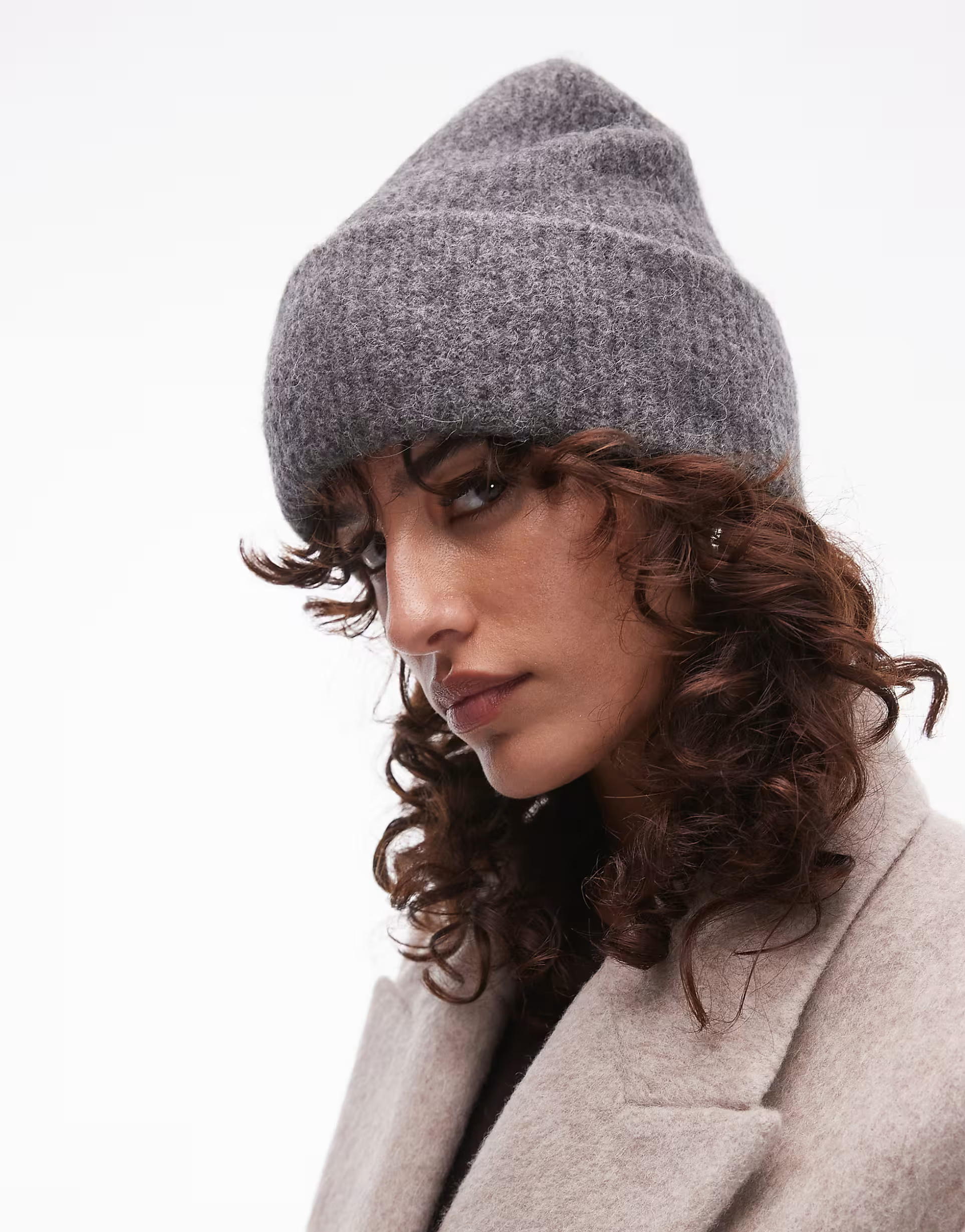 ARKET premium alpaca blend double fold beanie hat in gray | ASOS (Global)