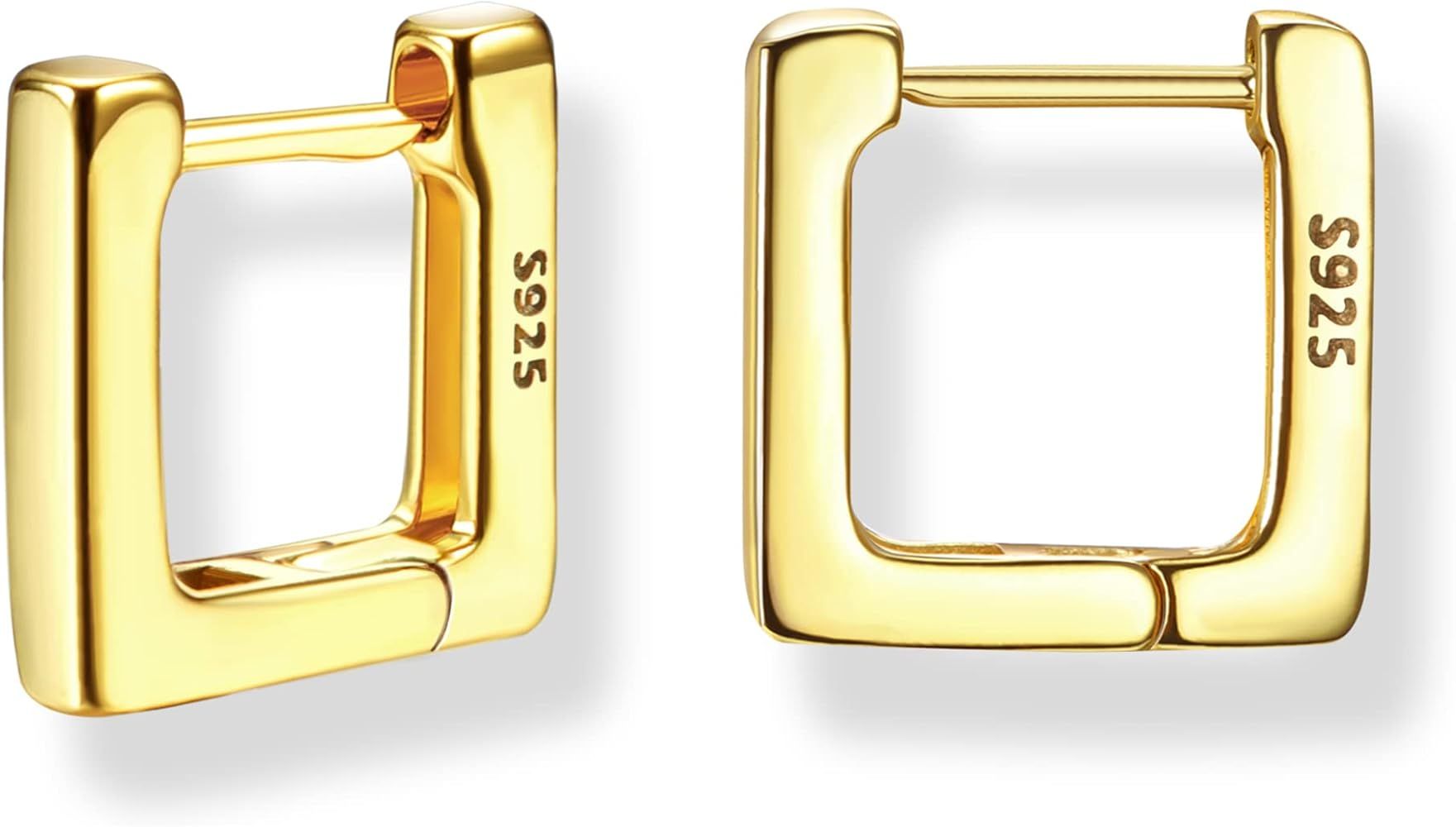 Milacolato 925 Sterling Silver Small Hoop Earrings for Women 18K Gold Plated Geometric Huggie Hoo... | Amazon (US)