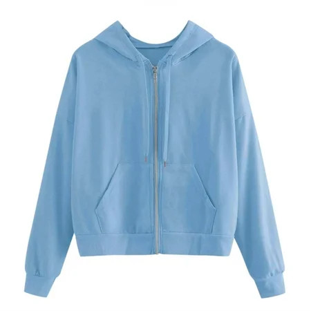gvdentm Blue Zip Up Hoodie Women Cartoon Hooded Sweatshirt For Women Drawstring Lightweight Long Sle | Walmart (US)