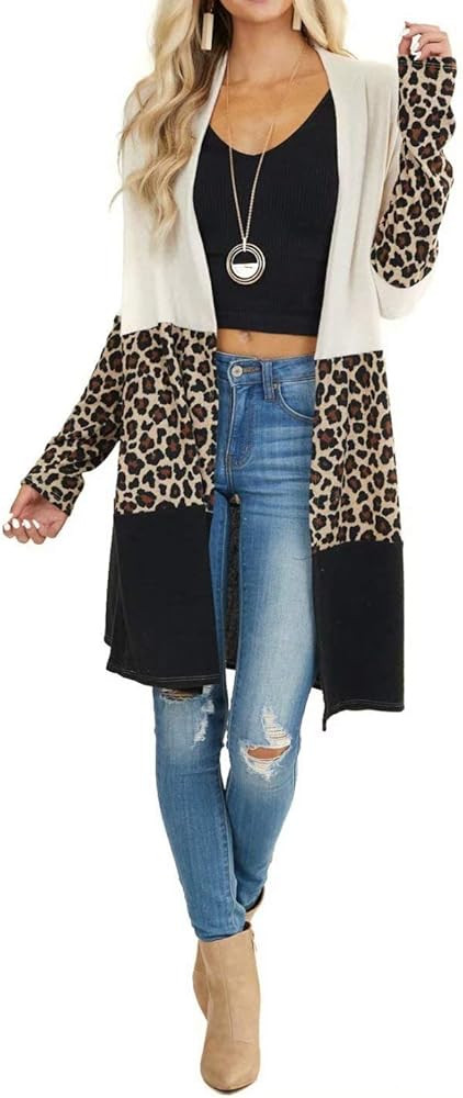 Lacozy Women's Open Front Long Cardigan Draped Snap Buffalo Plaid Shirt Kimono Cardigan Knit Sweater | Amazon (US)