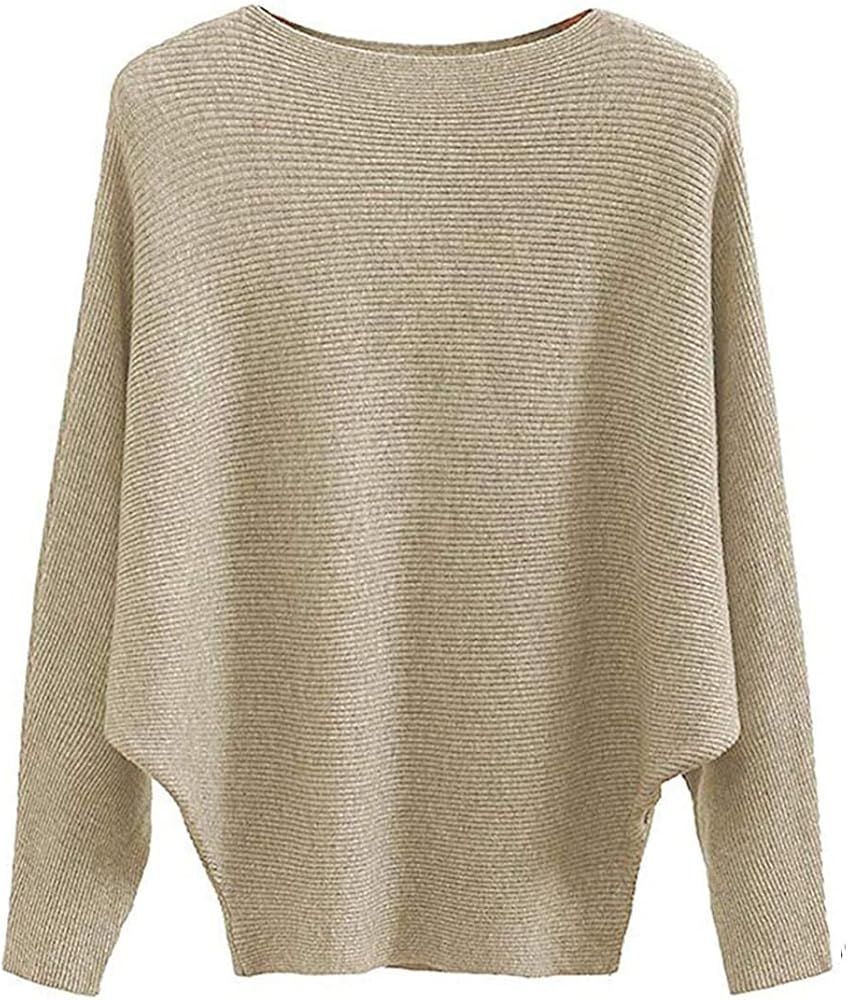 Women's Batwing Sleeves Knitted Dolman Sweaters Pullovers Tops | Amazon (US)