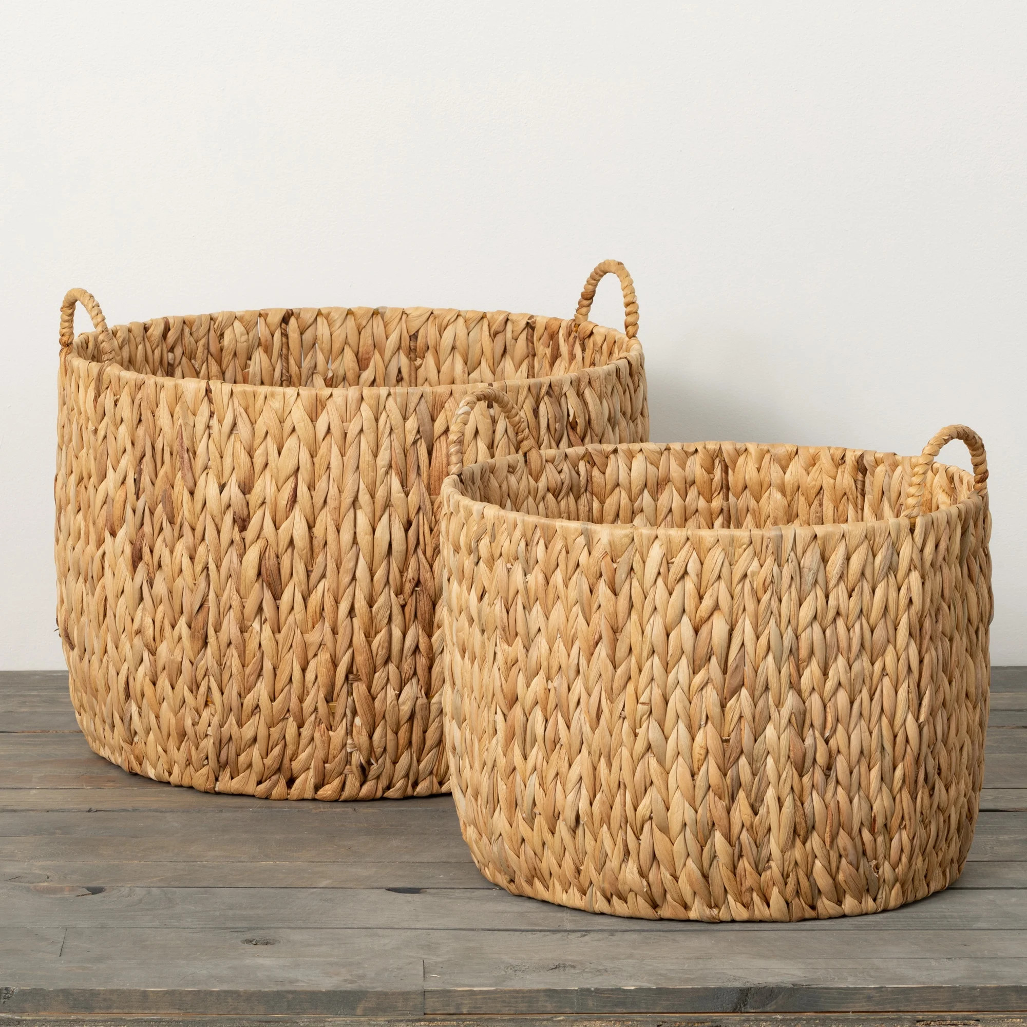 Sullivans 16.5" & 14.5" Handcrafted Fiber Baskets Set of 2, Natural | Walmart (US)
