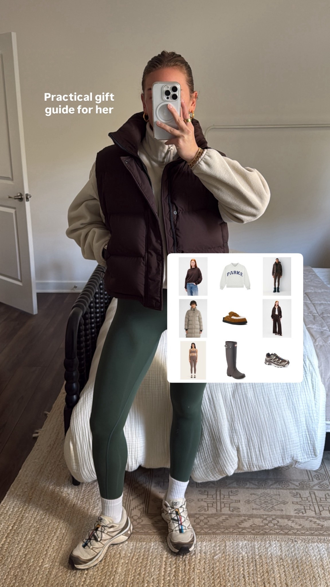 11/20/25 Holiday Gift Guide: Fashion Essentials She’ll Actually Wear Practical, trendy, and totally foolproof — these are my most-linked + most-loved clothing pieces of the year. You can’t go wrong with any of them. 🤎✨ Linked: • Brown Hunter Boots — a huge hit this year. Cute, durable, and perfect for fall/winter. • Salomon Sneakers — the ultimate everyday sneaker. Great for walks, travel, errands… everything. • Park Mock Neck Crew — cozy, flattering, and universally loved. • Set Active Set — my go-to activewear brand. Always fits so well and makes the perfect gift. • GAP Brown Loungewear Set — one of my most sold + most worn sets this season. Truly the softest, coziest essential. • Aritzia Long Parka Super Puff — a winter must-have if you live somewhere cold. Warm, stylish, and worth every penny. • Aritzia Super Puff Vest — the perfect layering piece for chilly days. • Steve Madden Clogs — the cutest casual shoe for fall/winter. Works with jeans, sweats, everything. Timeless, practical, and pieces she’ll wear on repeat. 🤍

#LTKCyberWeek #LTKootd #LTKGiftGuide