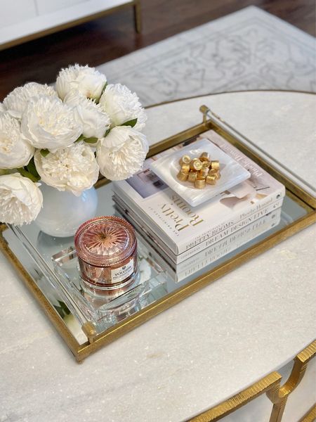 Coffee table styling, marble coffee table on sale! 🌟 gold tray crystal candle dish 

#LTKsalealert #LTKhome #LTKunder50