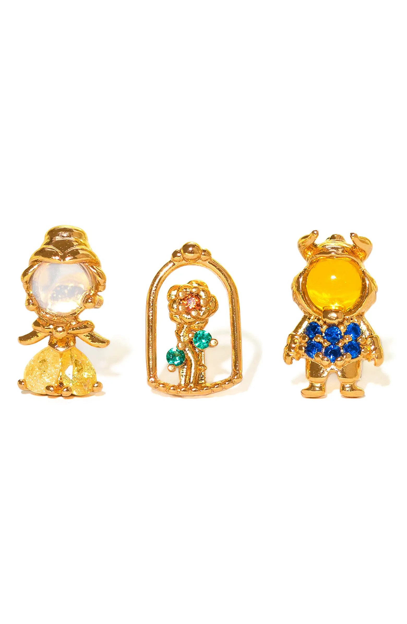 Girls Crew Disney Beauty & The Beast Stud Earrings Set | Nordstrom | Nordstrom
