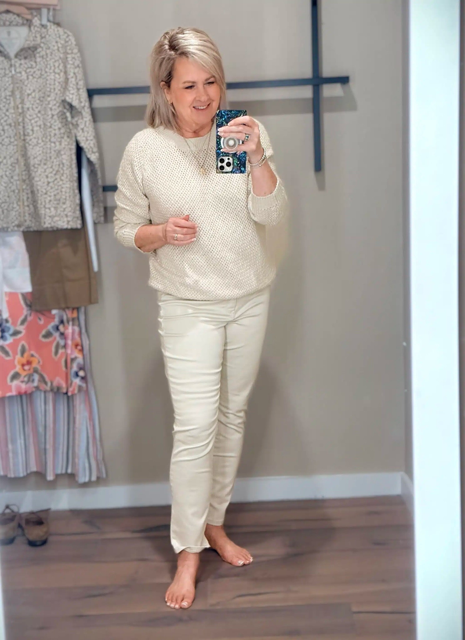 This neutral look is from Tommy Bahama and far from boring! I love the textured sweater and coordinating jeans for an easy Summer outfit that will take you into Fall. My top is a medium and jeans are size 10.

#LTKOver40 #LTKootd #LTKWorkwear