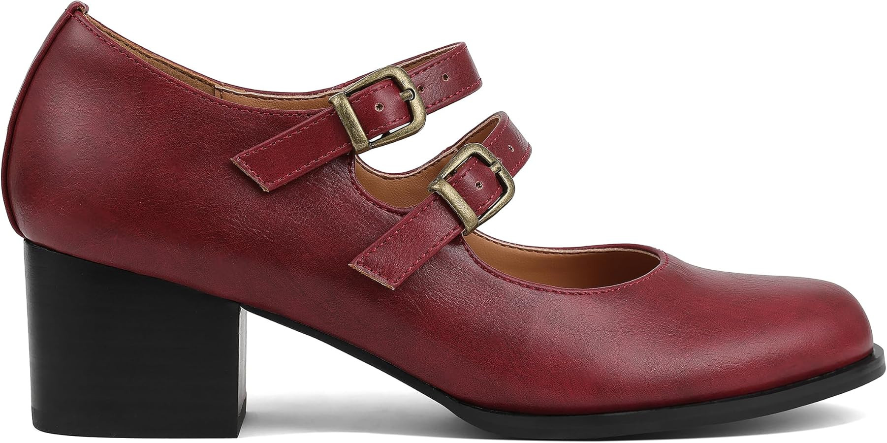 Mattiventon Womens Mary Jane Pumps Vintage Chunky Block Heels Comfortable Round Closed Toe Buckle... | Amazon (US)