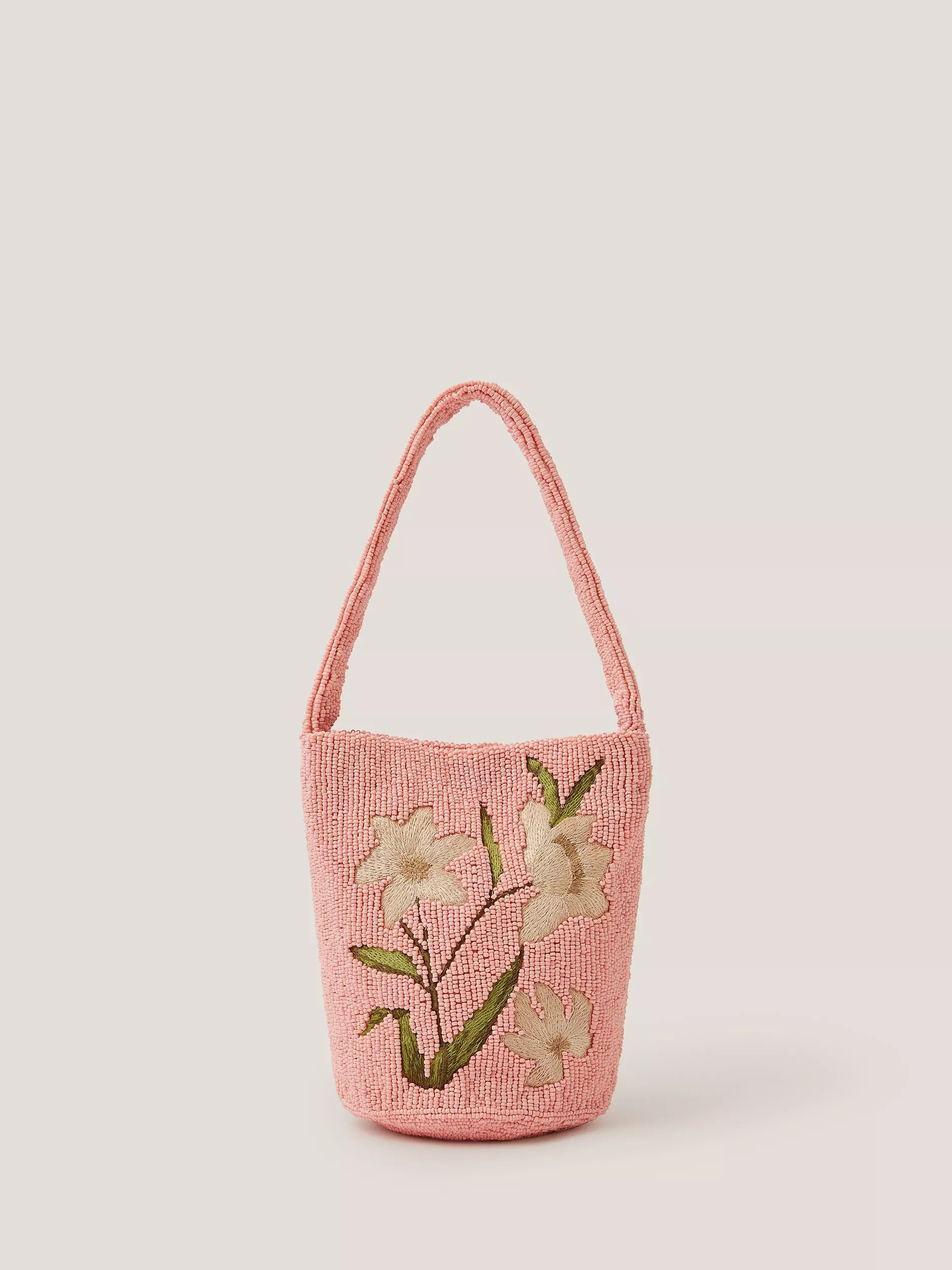 Monsoon Victoria Floral Beaded Bag, Pink | John Lewis (UK)