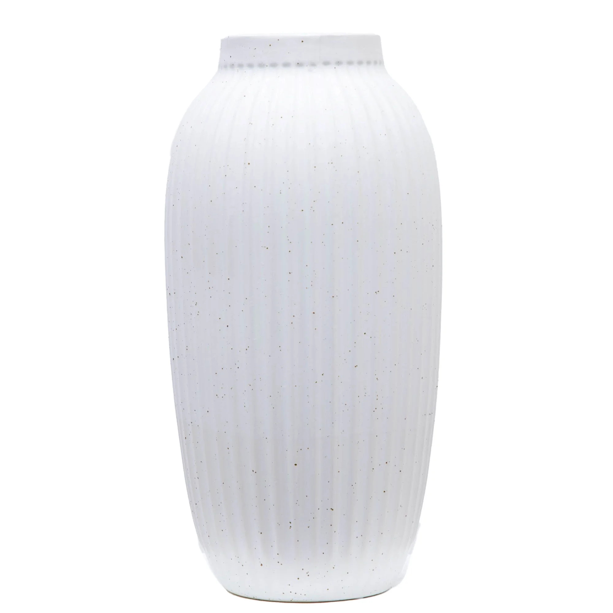 Better Homes & Gardens Indoor Speckled Ribbed Ceramic Vase, 16", White | Walmart (US)