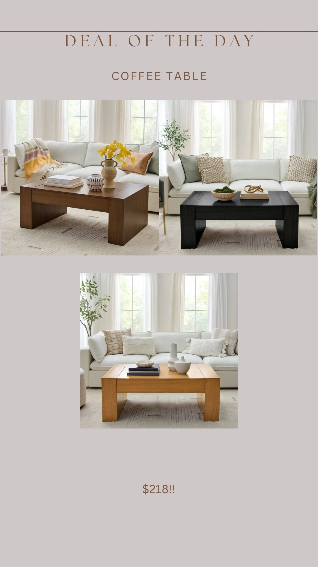 Brand new oversized coffee table!!!! Major PB vibes!!! Love the chunky style of this 😍🙌🏻 sellout risk at this price point for this size & style! 

#LTKHome #LTKSaleAlert #LTKStyleTip