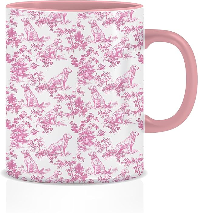 BUJSP Pink Chinoiserie Golden Retriever Mug,Pink Floral Botanical Golden Retriever Coffee Cups Ce... | Amazon (US)