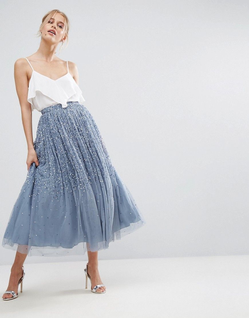 ASOS Tulle Prom Skirt with Embellishment - Blue | ASOS US
