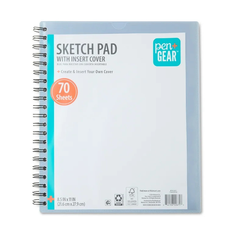 Pen+Gear Create a Cover Sketch Diary, Blue, Insertable Cover, 70 Sheets, 8.5" x 11" | Walmart (US)