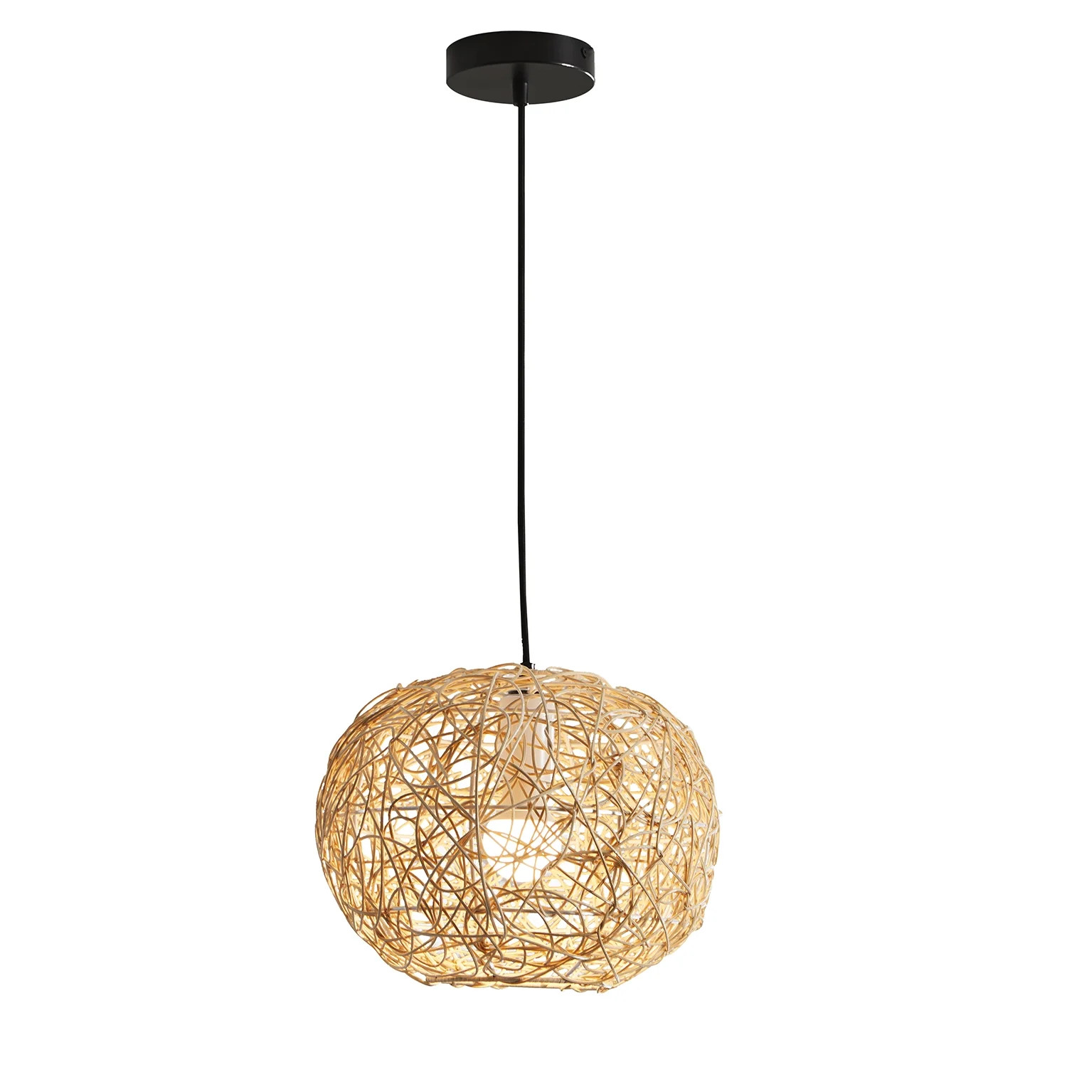Better Homes & Gardens 12" Architectural Woven Pendant Light, Natural Rattan Shade | Walmart (US)