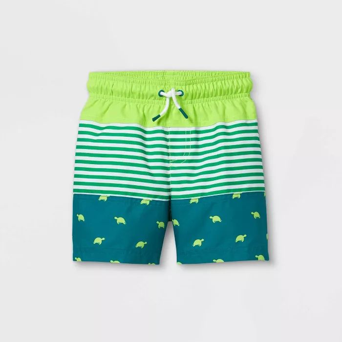 Toddler Boys' Colorblock Turtle Print Swim Trunks - Cat & Jack™ Green | Target