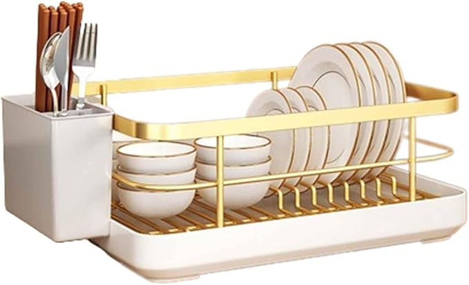 Dish Rack Dish Drying Rack Over Sink Drainer Draining Rack with Drip Tray ABS with Cutlery Holder... | Amazon (US)